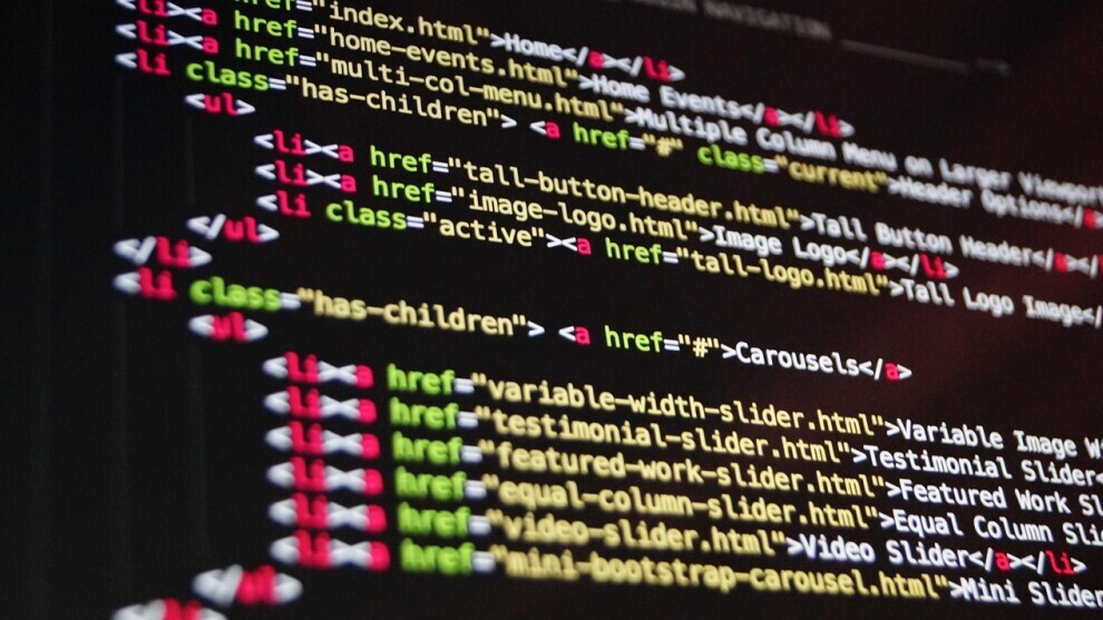 coding language on a computer screen